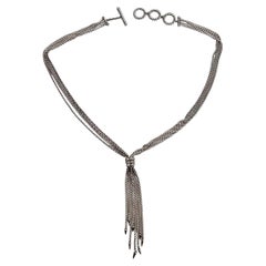 David Yurman Sterling Silver Diamond Willow Drop Tassel Necklace