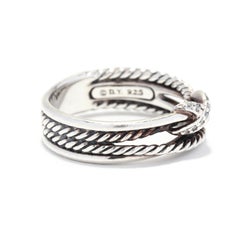 David Yurman Sterling Silver Diamond X Crossover Ring, Diamond X Ring