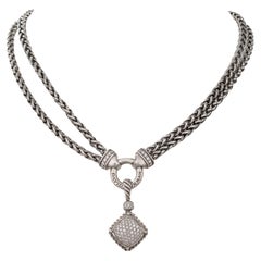 Used David Yurman Sterling Silver Double Wheat Chain Pendant Necklace