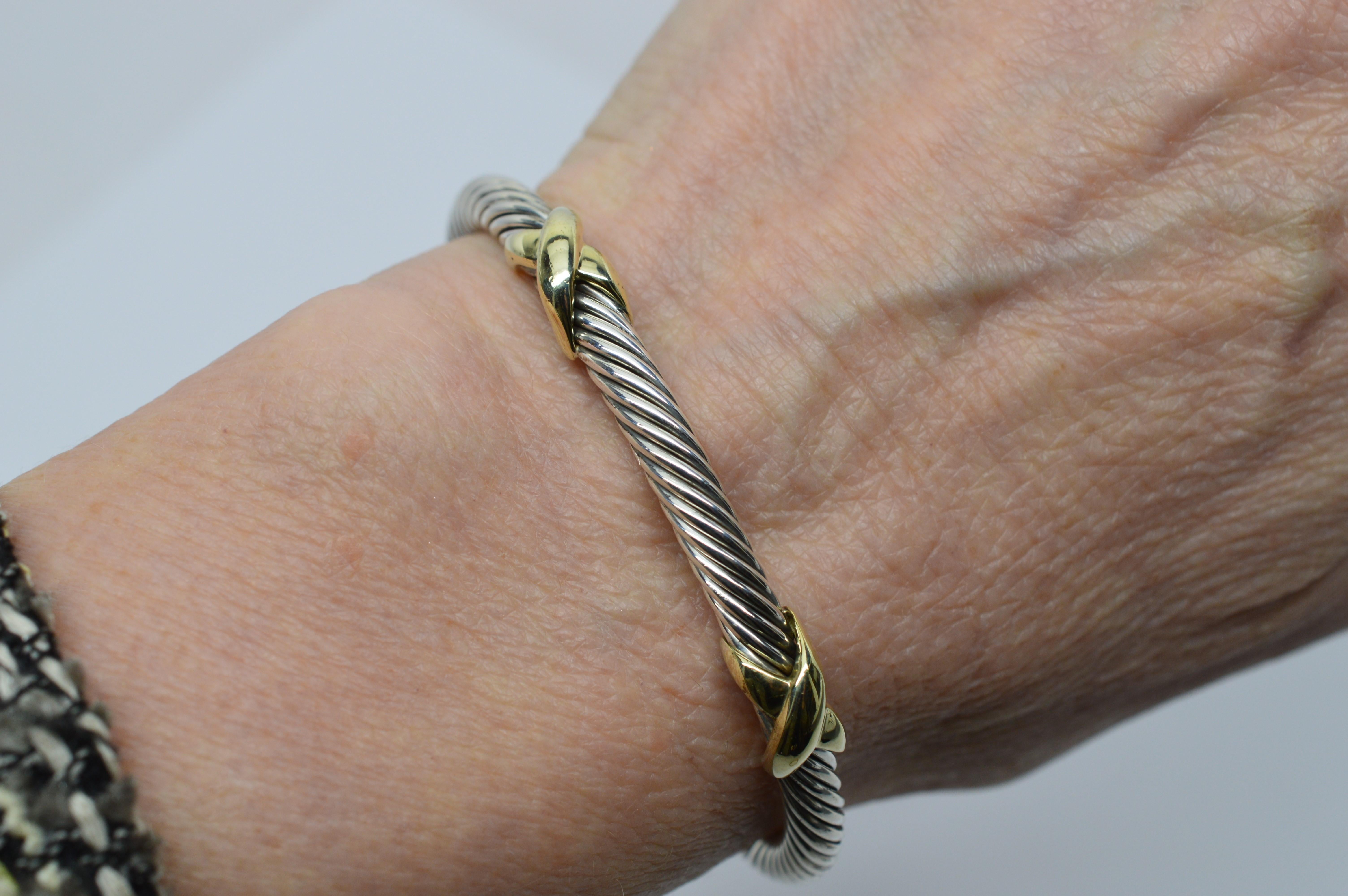David Yurman Sterling Silver Double X-Bracelet In Excellent Condition In Mount Kisco, NY