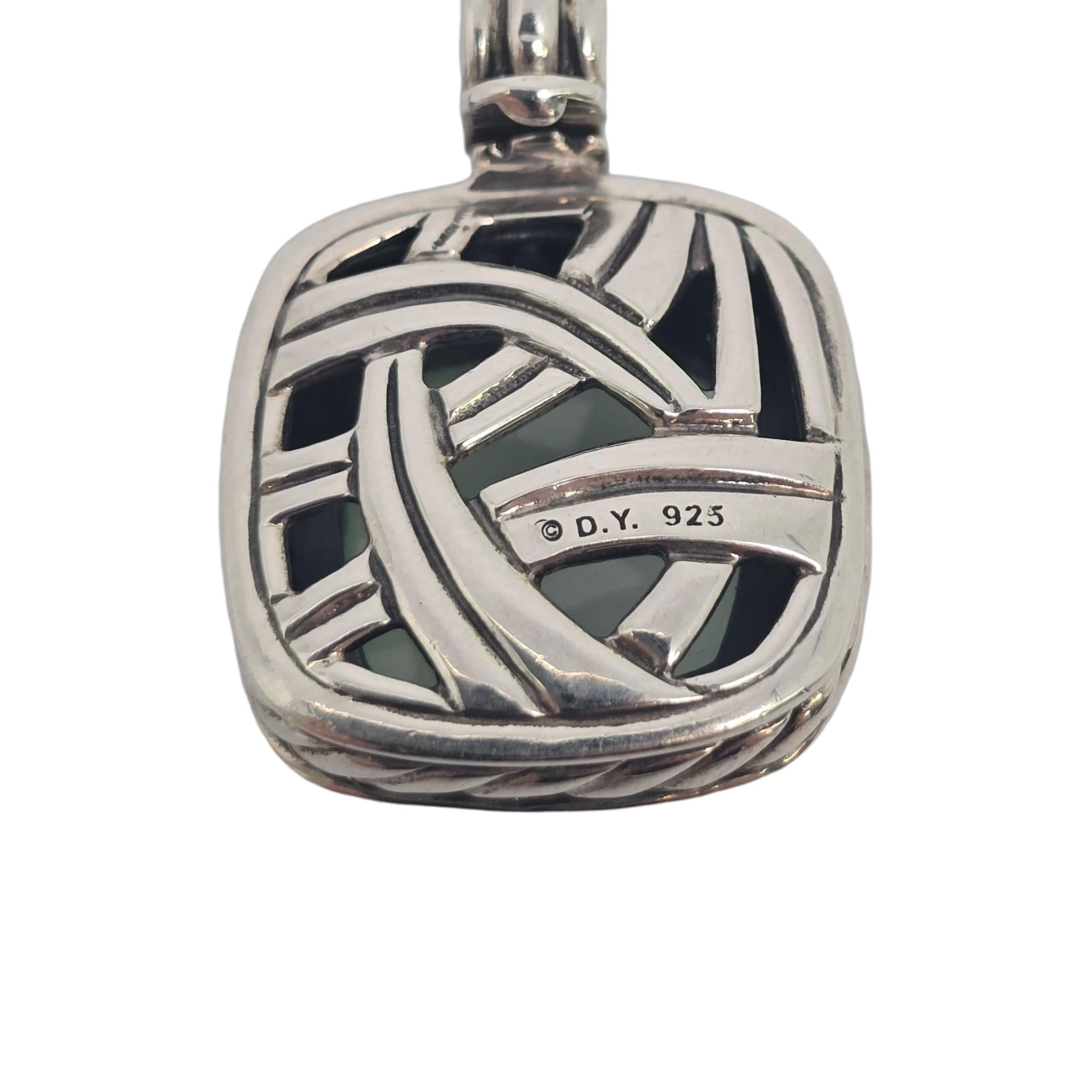 David Yurman Sterling Silver Dyed Chalcedony Albion Pendant #22233 in vendita 2