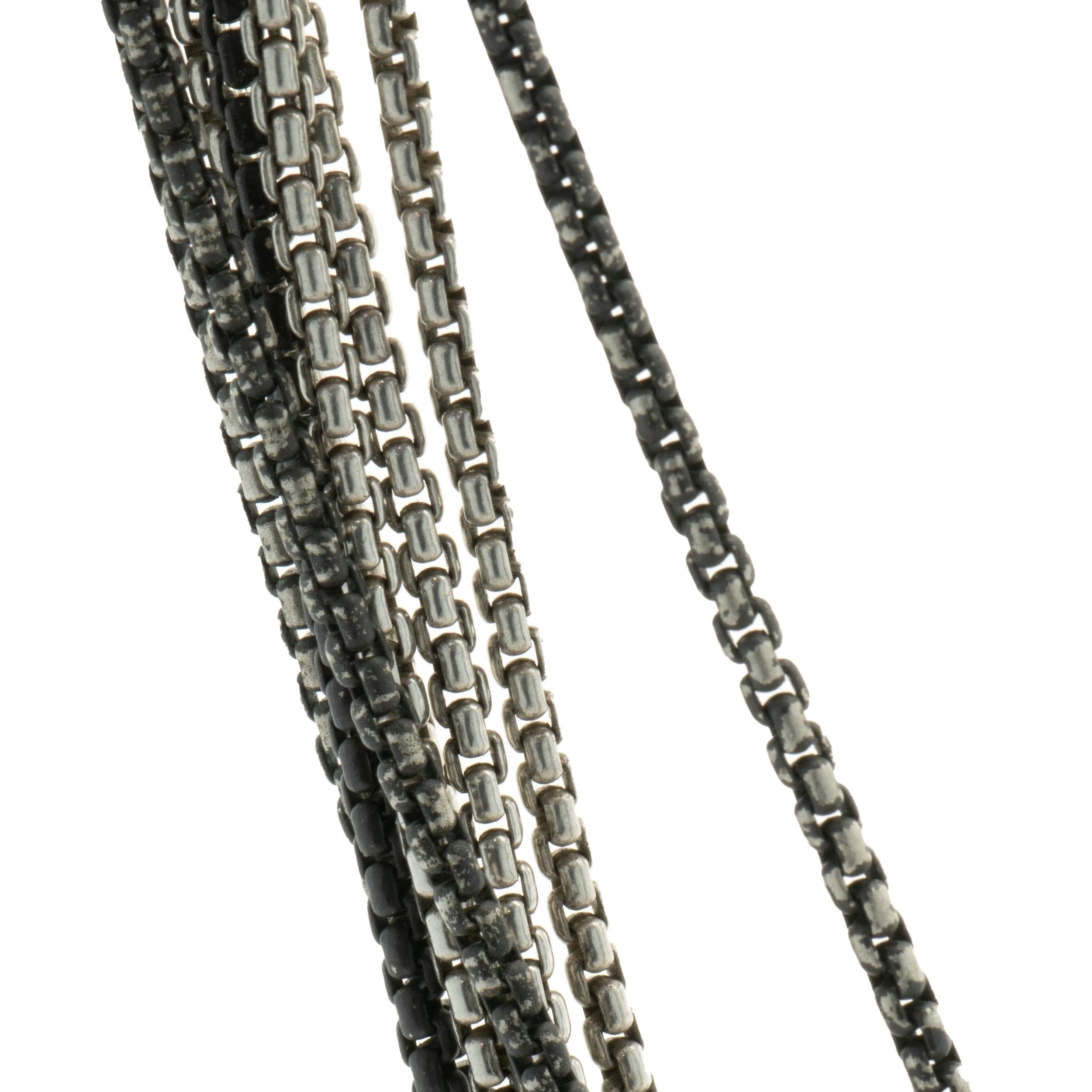 David Yurman: Achtstrangige Quatrefoil-Halskette aus Sterlingsilber mit Diamanten (Rundschliff) im Angebot