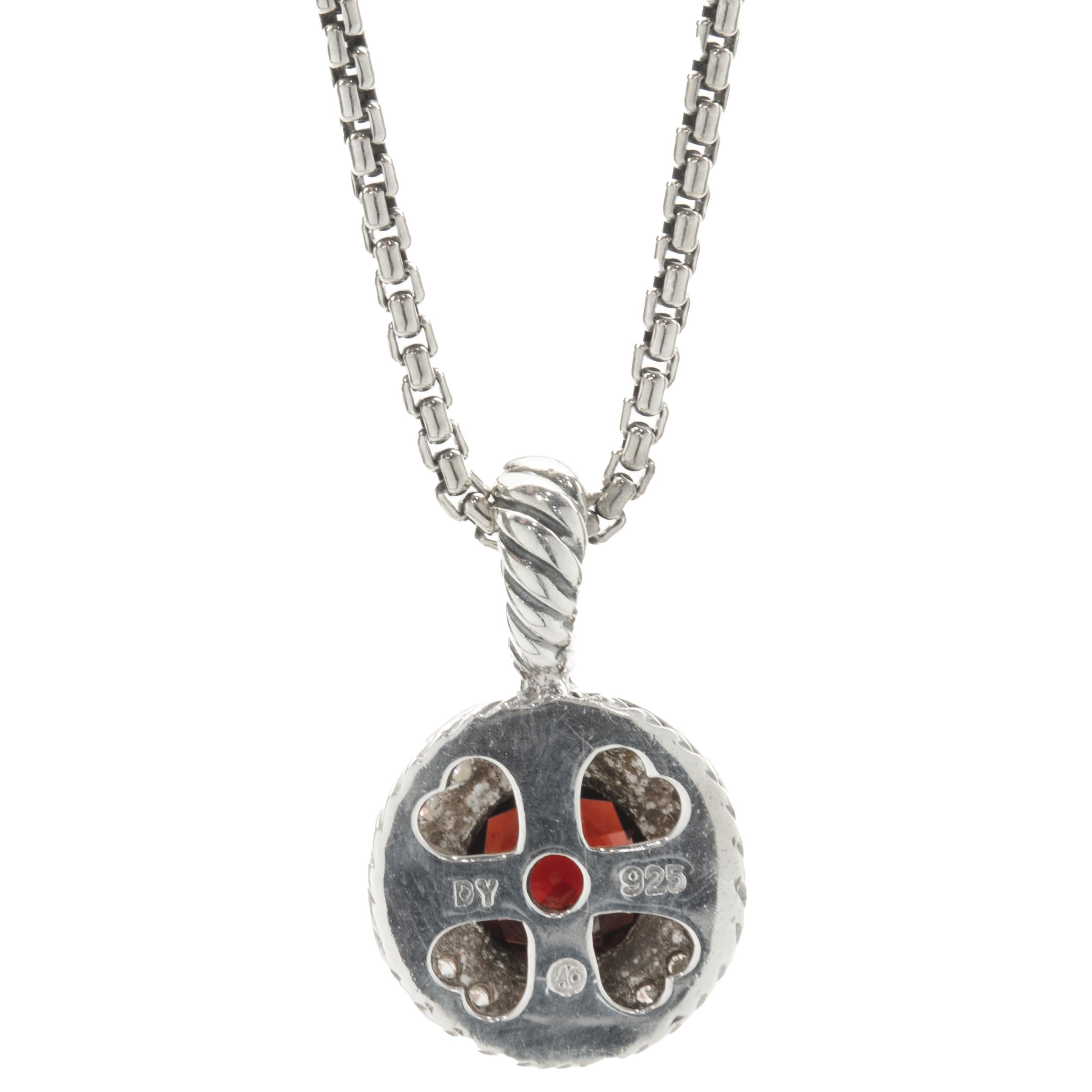 Designer: David Yurman
Material: sterling silver
Diamond: 21 round brilliant cut = .32cttw
Color: G
Clarity: SI1
Dimensions: necklace measures 16-inches 
Weight: 9.90 grams