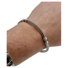 David Yurman Sterling Silver & Gold 3 Section Cable Bangle Bracelet Bracelet