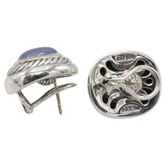 David Yurman Sterling Silver & Gold Albion Chalcedony Cable Earrings