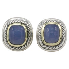 David Yurman Sterling Silver & Gold Albion Chalcedony Cable Earrings
