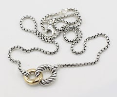 David Yurman Sterling Silver & Gold Belmont Curb Link Necklace