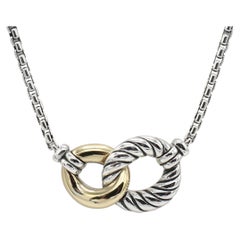 David Yurman Sterling Silber & Gold Belmont Curb Link Halskette