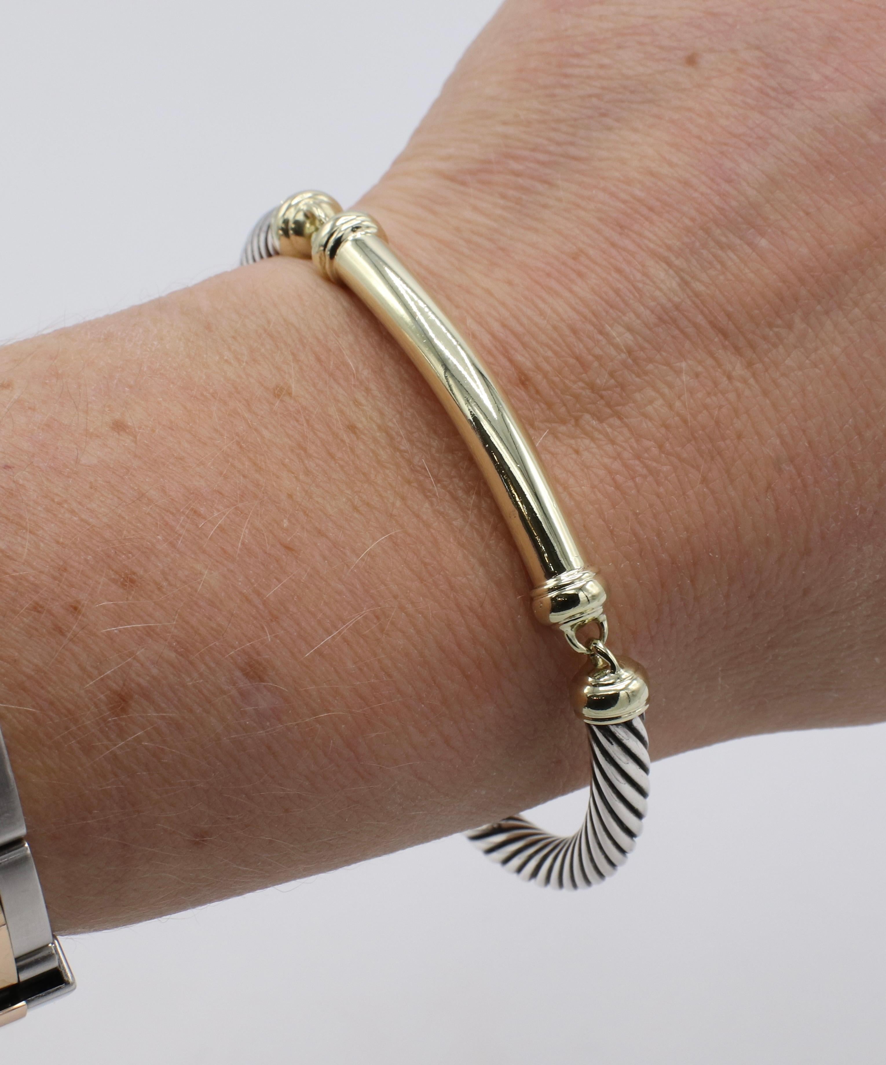 David Yurman Sterlingsilber & Gold Kabel-Bar-Armband Damen