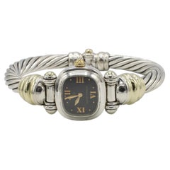 David Yurman Sterling Silver & Gold Cable Watch Bracelet Bangle