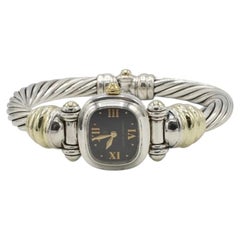 David Yurman Sterling Silver & Gold Cable Watch Bracelet Bangle