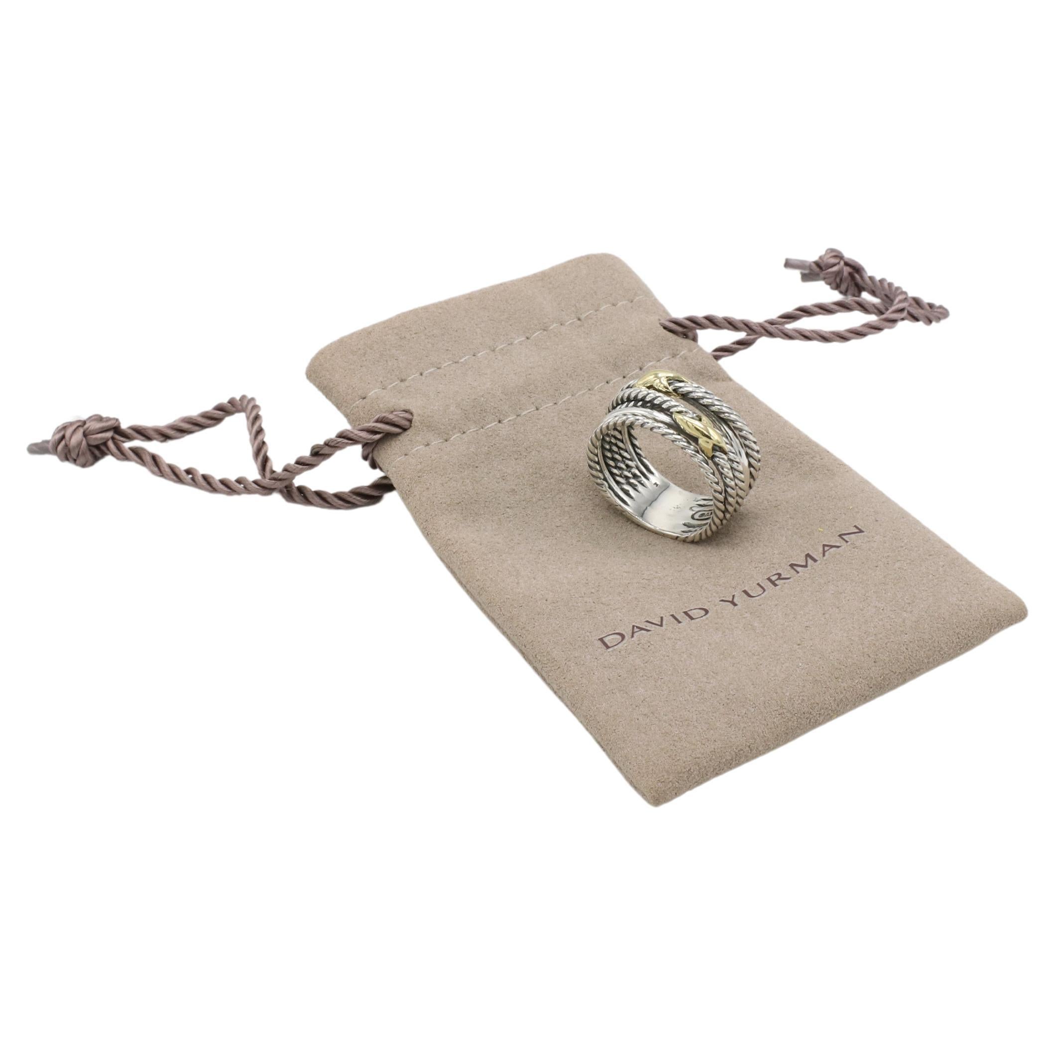 Women's David Yurman Sterling Silver & Gold Crossover Band Ring