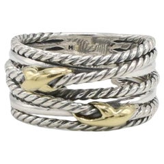 David Yurman Sterling Silver & Gold Crossover Band Ring