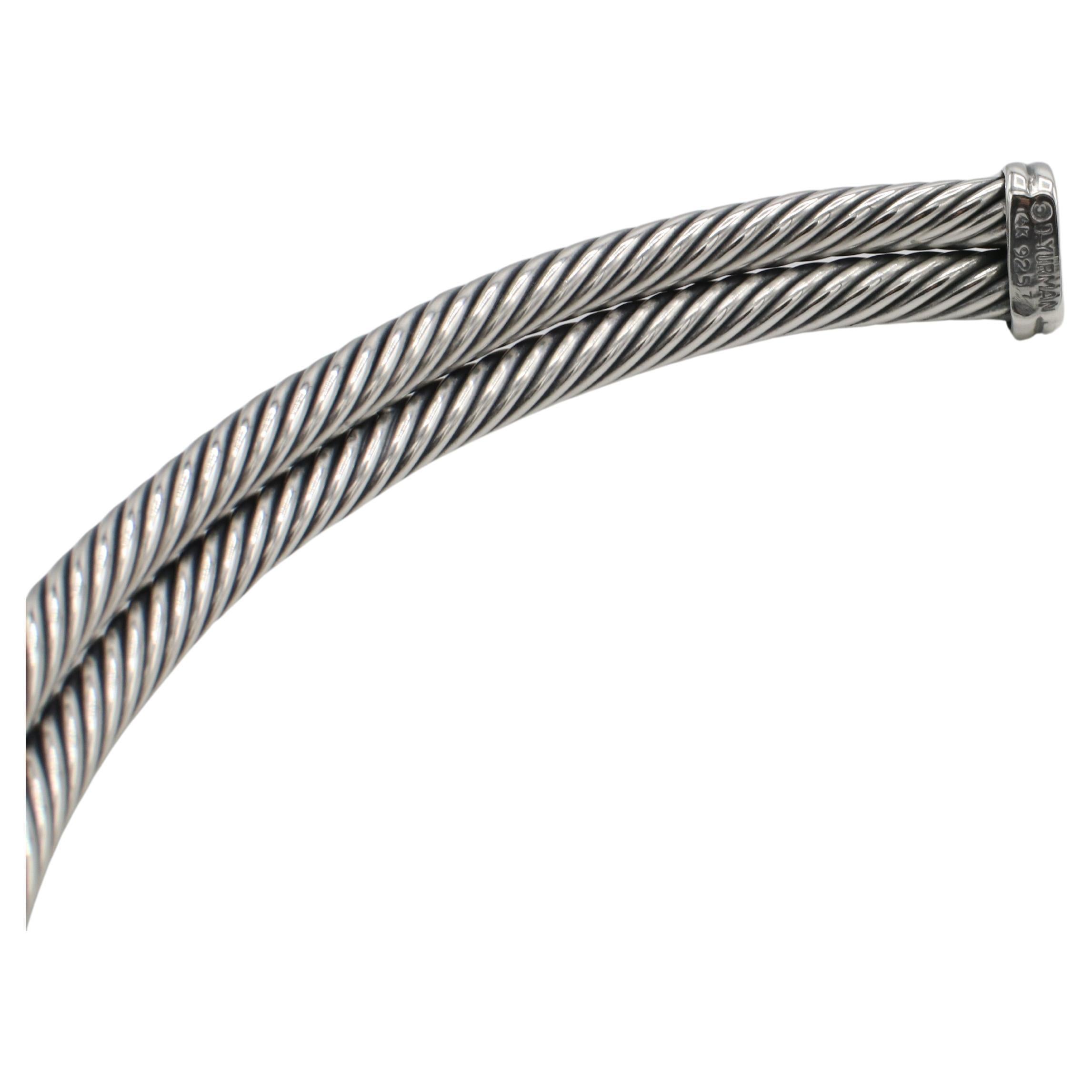 David Yurman - Collana a X con cavo a doppia fila in argento sterling e oro In condizioni ottime in vendita a  Baltimore, MD