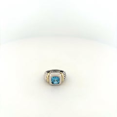 David Yurman Sterling Silver Gold Noblesse Cocktail Blue Topaz Ring 7
