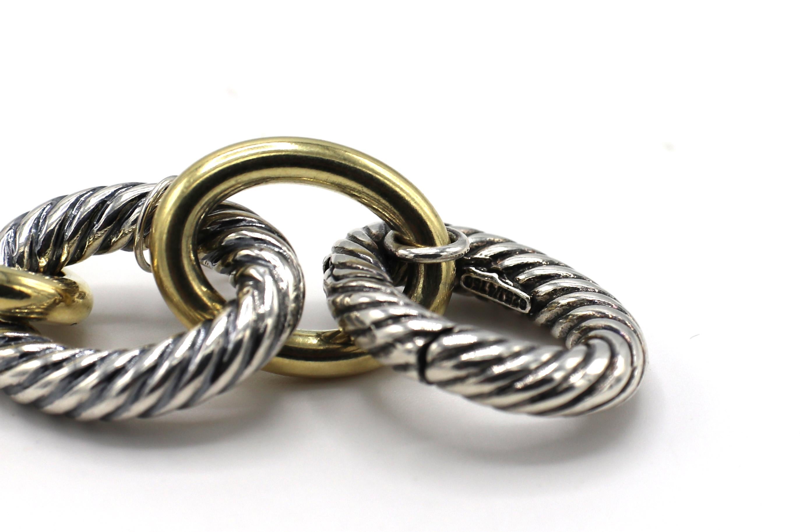 Modern David Yurman Sterling Silver & Gold Oval Link Chain Bracelet