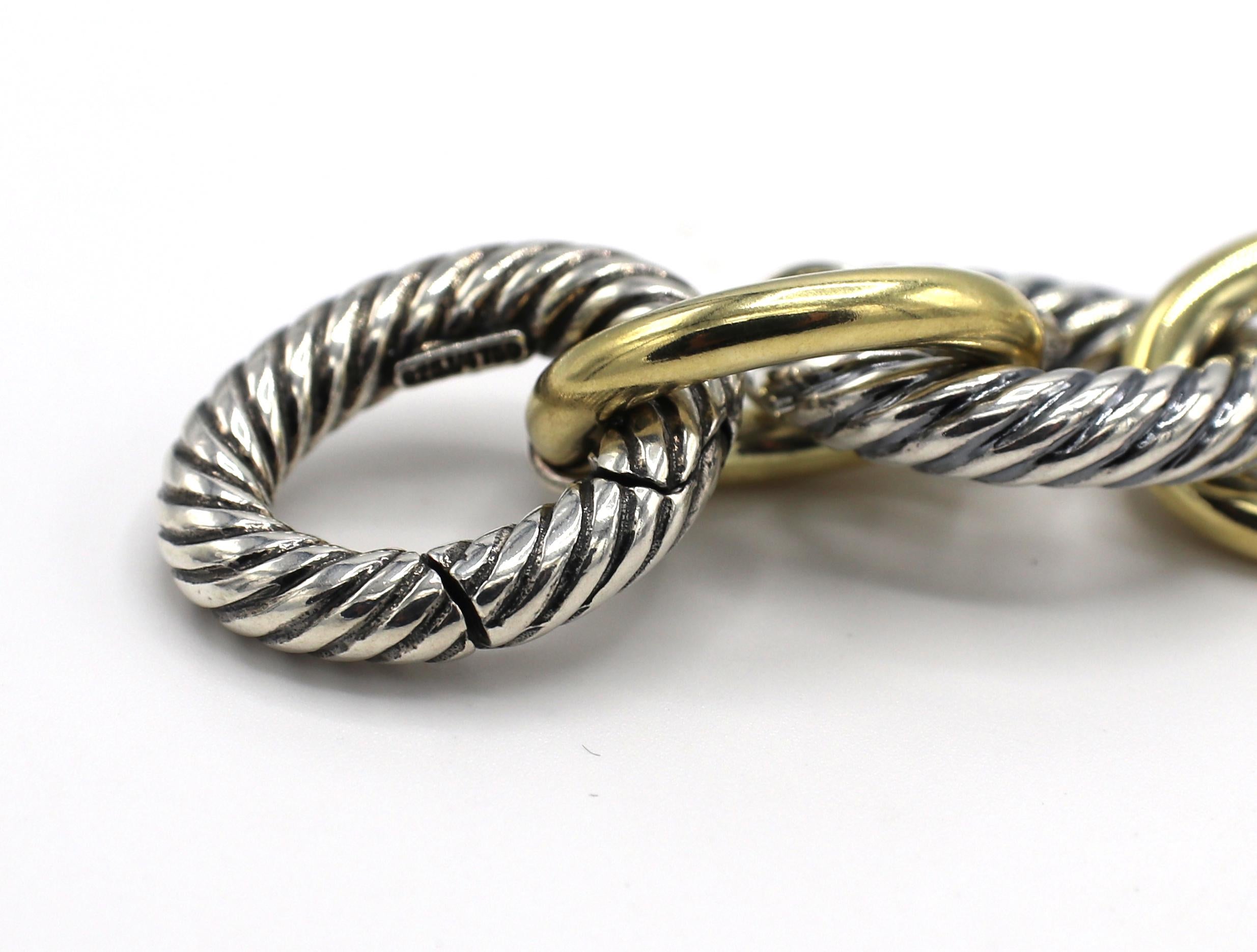 Modern David Yurman Sterling Silver & Gold Oval Link Chain Bracelet