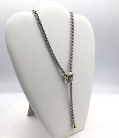 David Yurman Sterling Silver & Gold Quaterfoil Lariat Drop Necklace