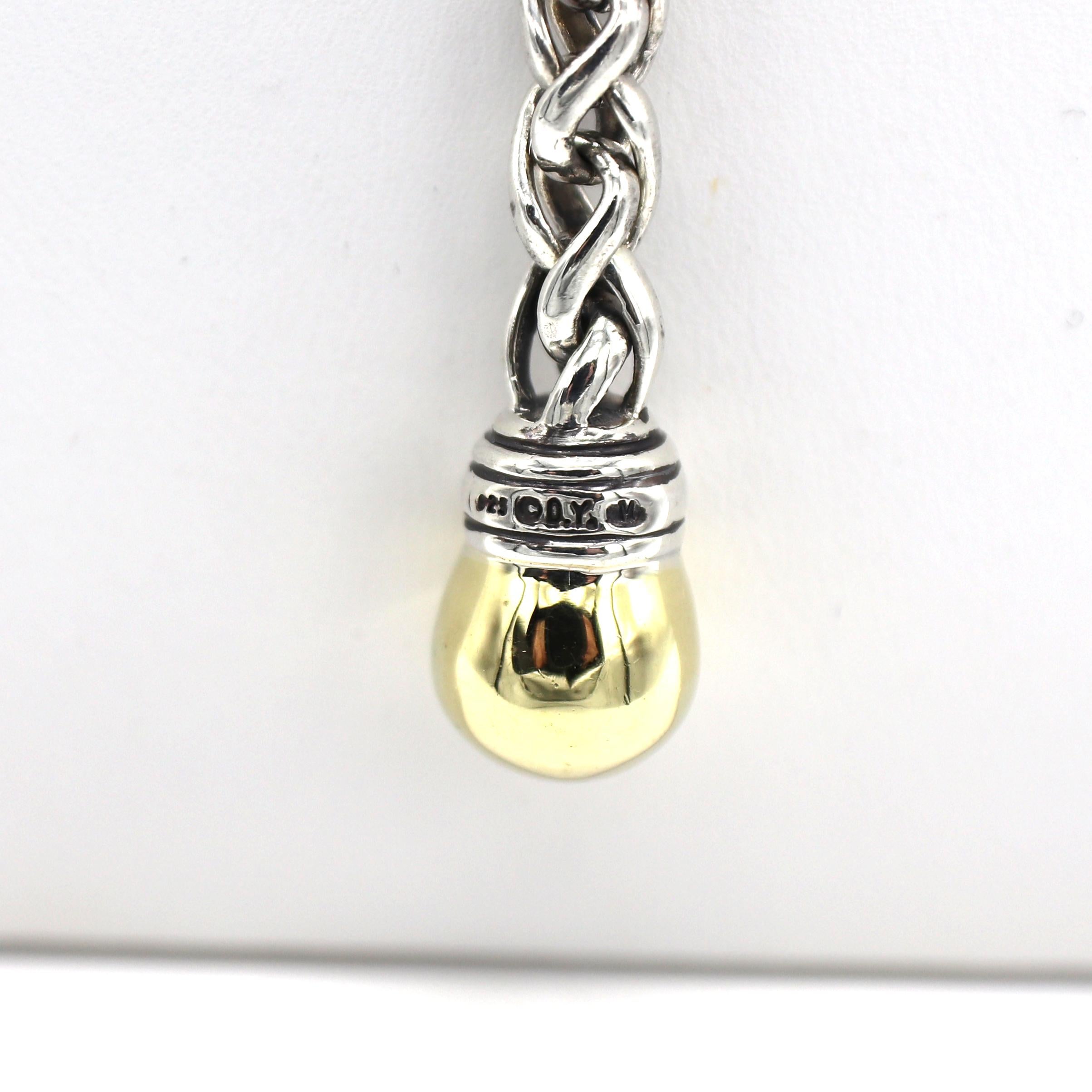 David Yurman Sterling Silver & Gold Quaterfoil Lariat Drop Necklace In Excellent Condition In  Baltimore, MD