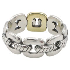 Anillo David Yurman de plata de ley y oro con cadena de eslabones en dos tonos