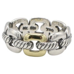 Anillo David Yurman de plata de ley y oro con cadena de eslabones en dos tonos
