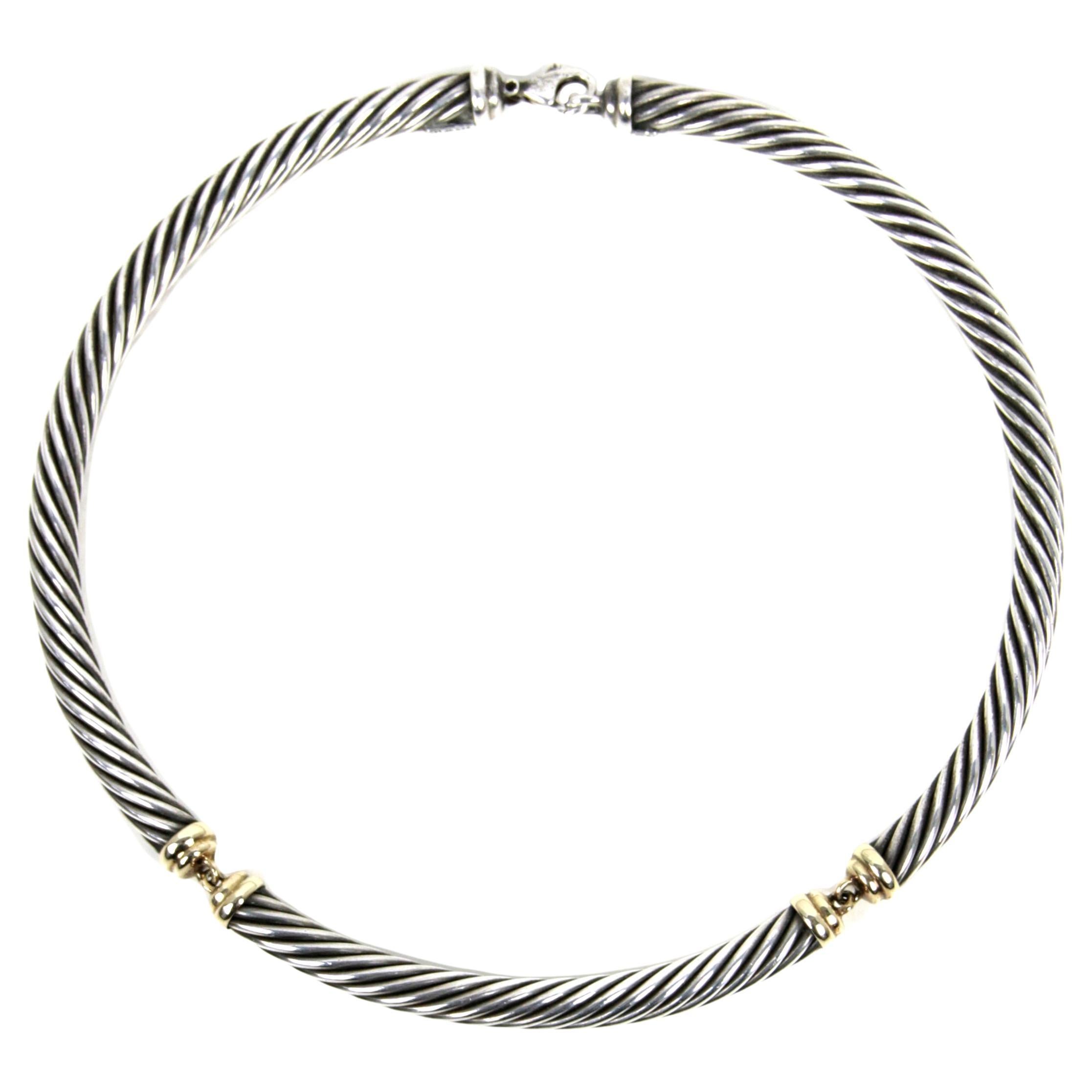David Yurman Sterling Silver/ Gold Two-Tone Metro Collar Necklace