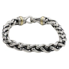 David Yurman Sterling Silver & Gold Wheat 7MM Chain Link Bracelet