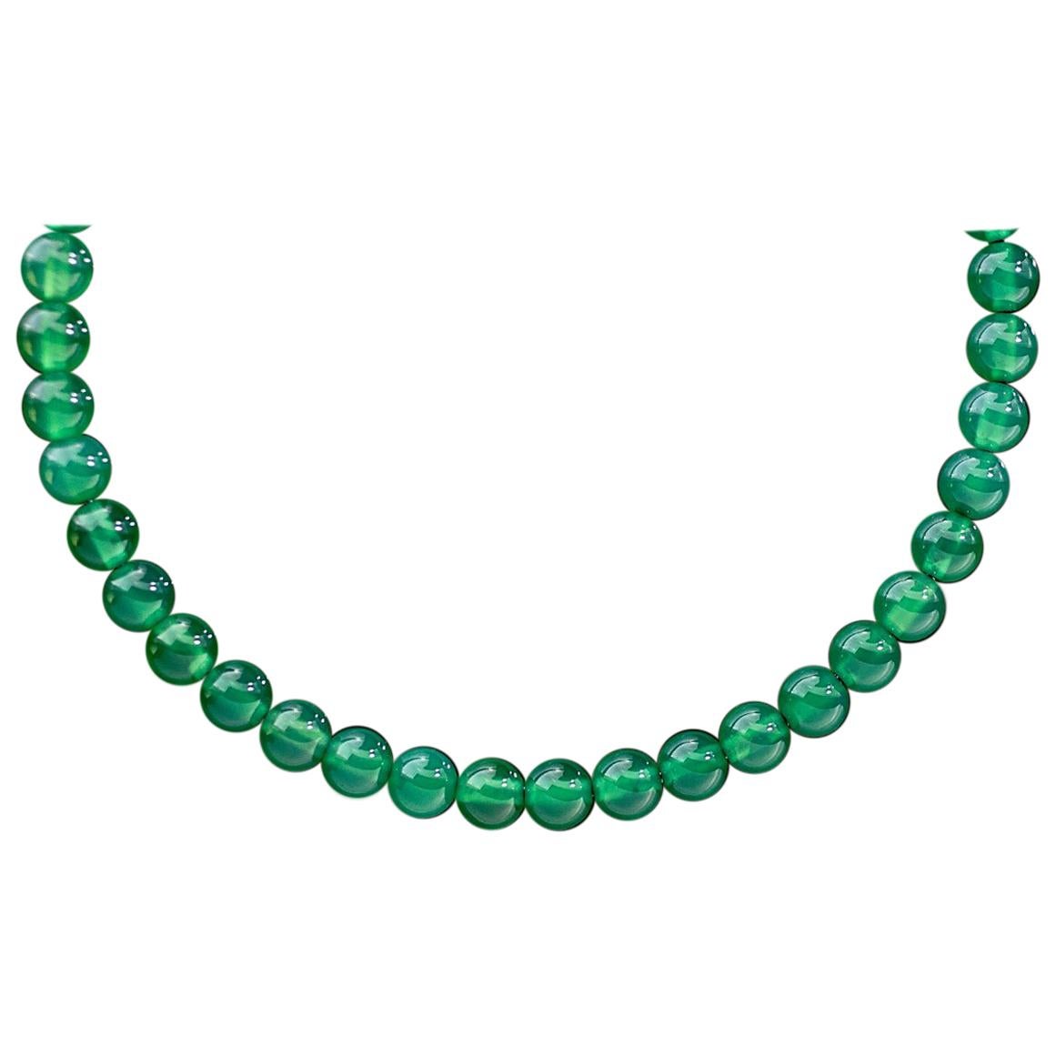 David Yurman Sterling Silver Green Onyx Spiritual Beads Necklace