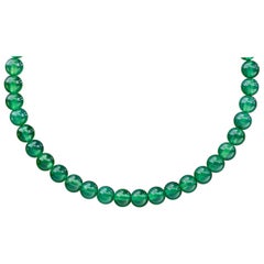 David Yurman Sterling Silver Green Onyx Spiritual Beads Necklace