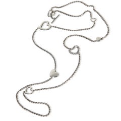David Yurman Sterling Silver  Heart Station Necklace