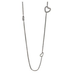 David Yurman Sterling Silver  Heart Station Necklace