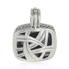 David Yurman Sterling Silver Hematite and Diamond 17mm Albion Pendant
