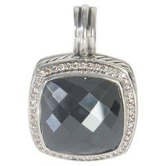 David Yurman Sterling Silver Hematite and Diamond 17mm Albion Pendant