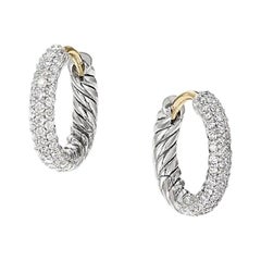 David Yurman Sterling Silver Huggie Earring with Diamonds E12137DSSADI