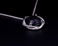 David Yurman Sterling Silver Infinity Amethyst 14mm Pendant Necklace