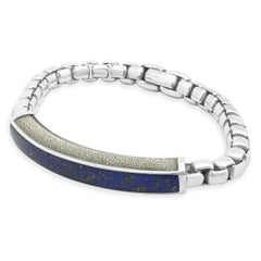 David Yurman Pulsera de plata de ley con identificación de lapislázuli 8,25 pulgadas
