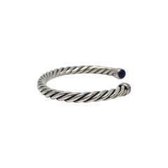 David Yurman Sterling Silver Lapis Lazuli Mens Cable Cuff Bracelet #22234