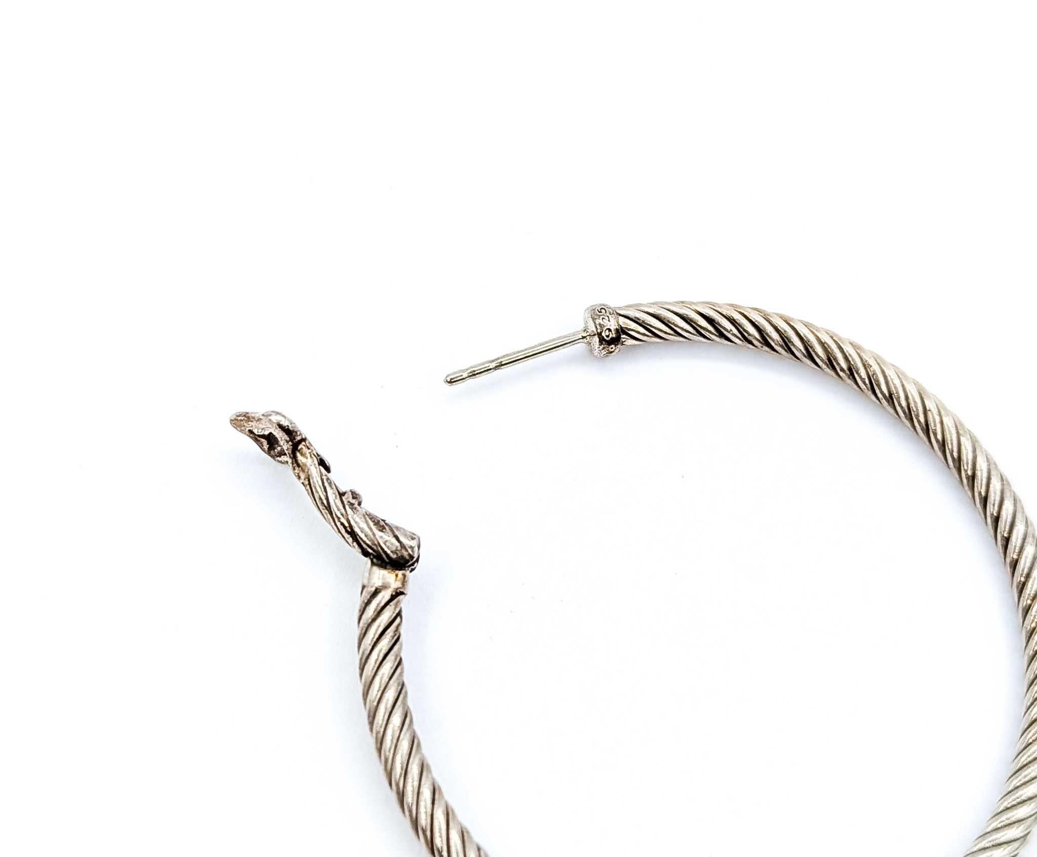 David Yurman Sterling Silver Large Hoop Earrings In Excellent Condition For Sale In Bloomington, MN