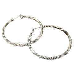 David Yurman Sterling Silver Large Hoop Earrings