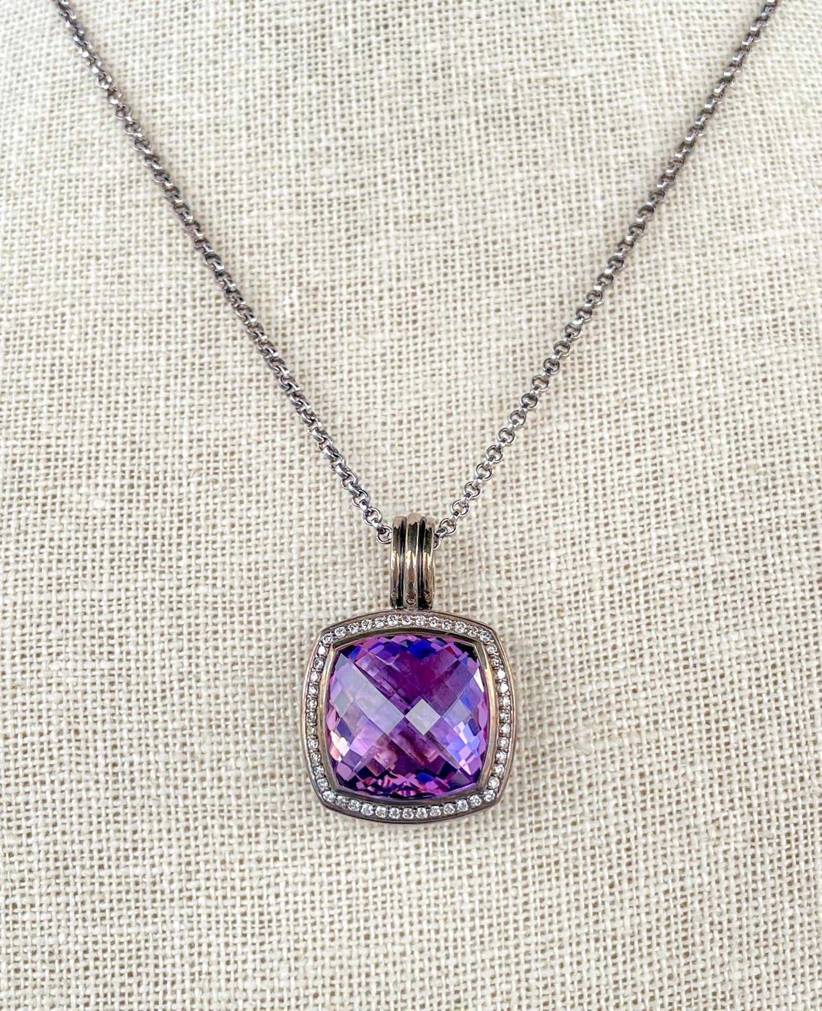Halskette aus Sterlingsilber mit lavendelfarbenem Amethyst und Diamanten von David Yurman für Damen oder Herren