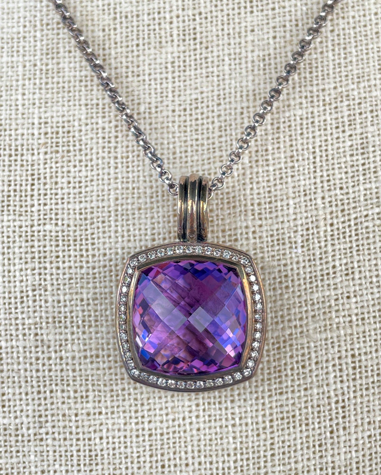 Halskette aus Sterlingsilber mit lavendelfarbenem Amethyst und Diamanten von David Yurman 1