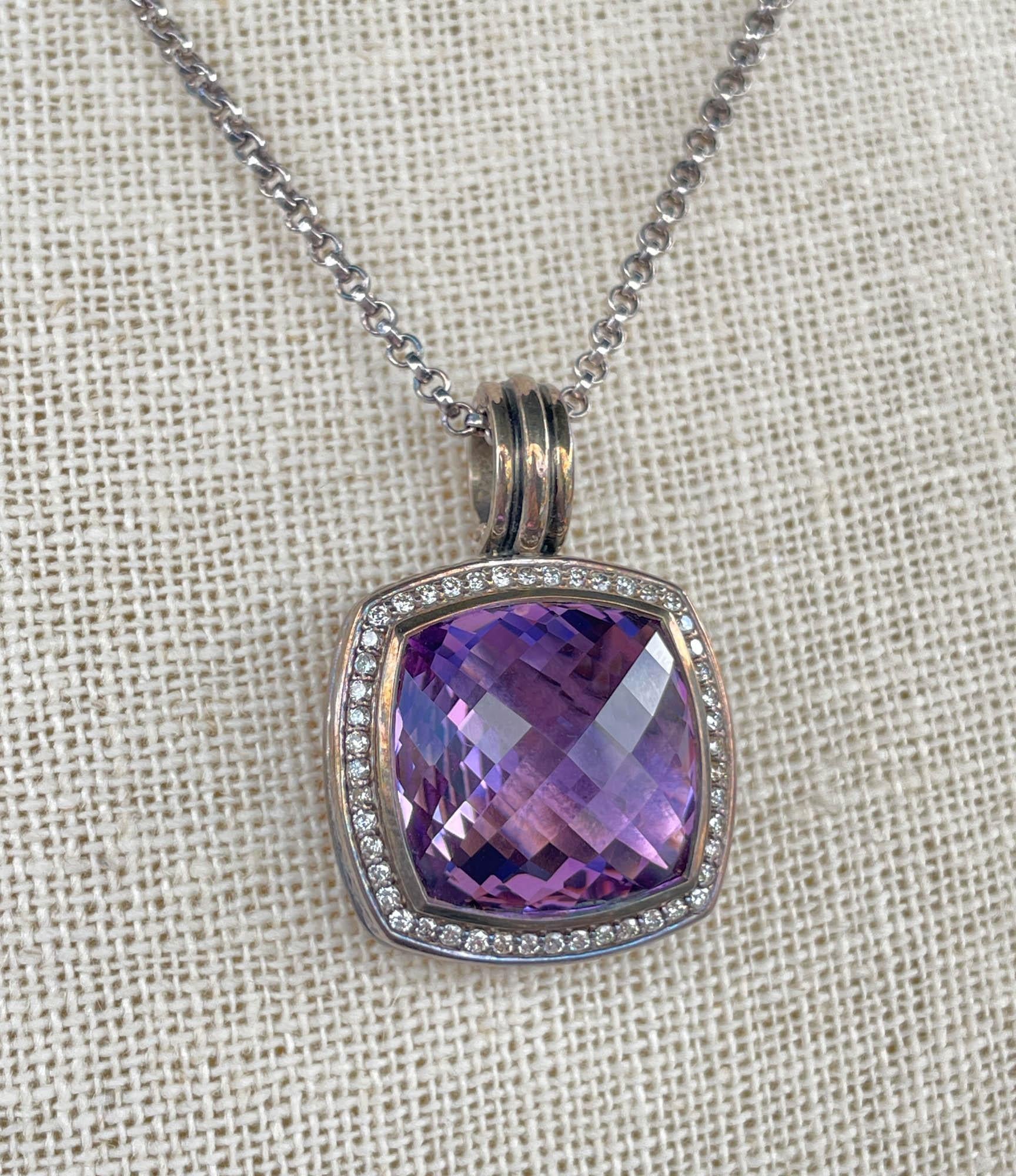 Halskette aus Sterlingsilber mit lavendelfarbenem Amethyst und Diamanten von David Yurman 2