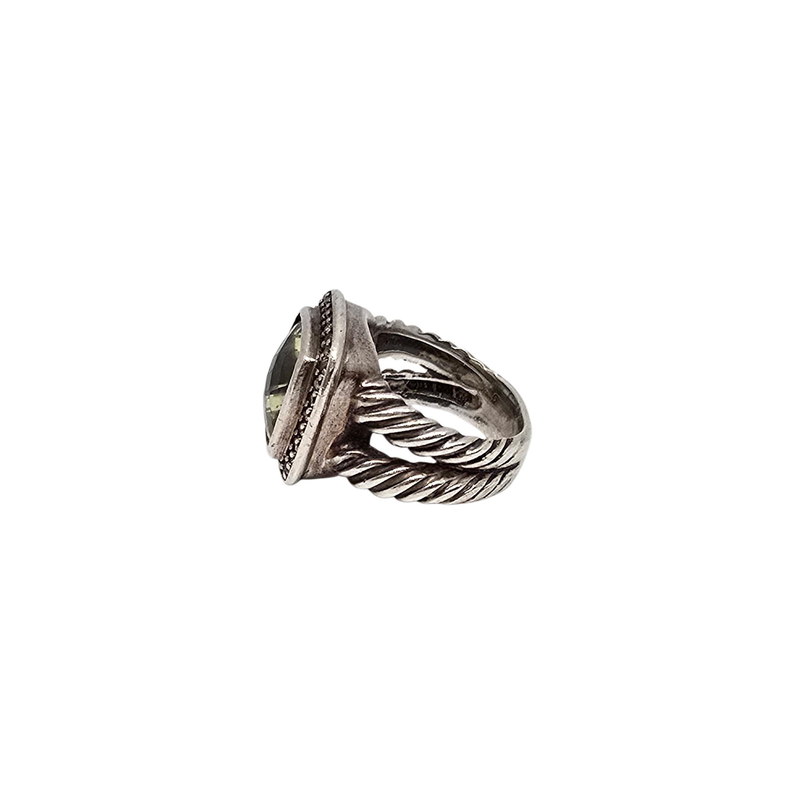 David Yurman Sterling Silber Zitrone Quarz Diamant Albion Ring 11mm Sz 5,5 #24096 (Carréeschliff) im Angebot
