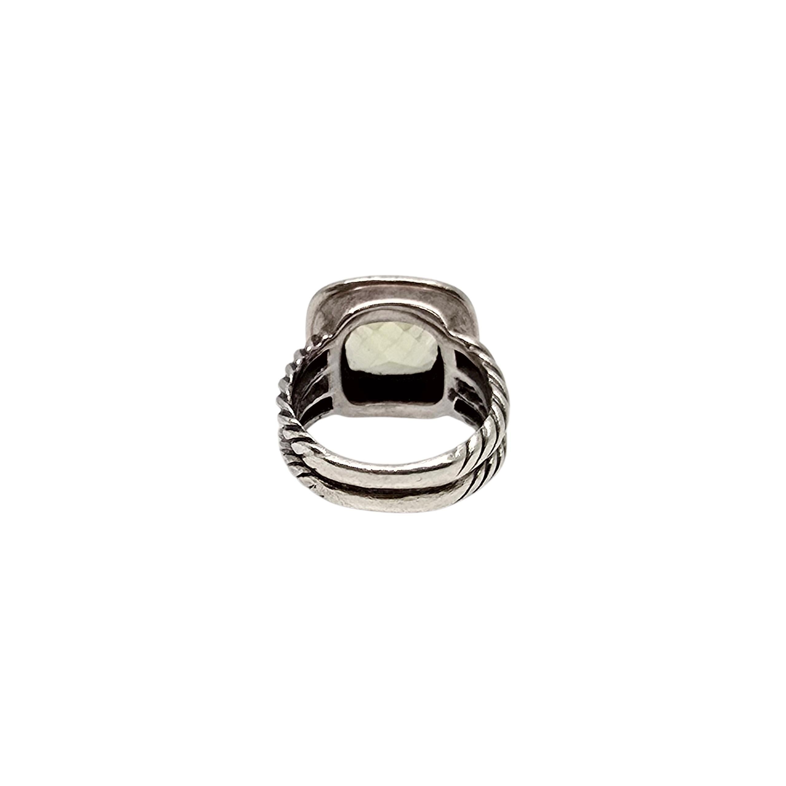 David Yurman Sterling Silber Zitrone Quarz Diamant Albion Ring 11mm Sz 5,5 #24096 im Zustand „Gut“ im Angebot in Washington Depot, CT