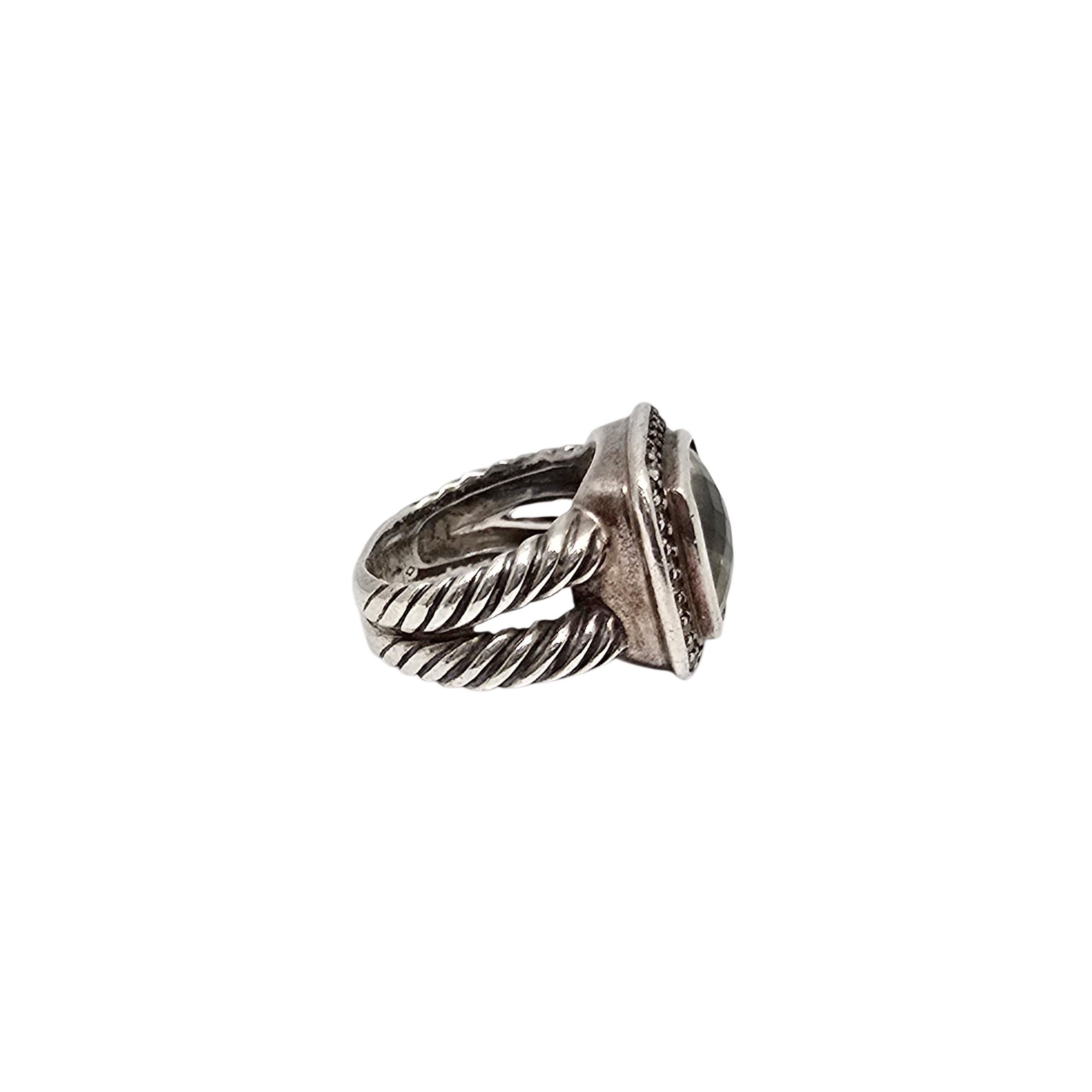 David Yurman Sterling Silber Zitrone Quarz Diamant Albion Ring 11mm Sz 5,5 #24096 Damen im Angebot