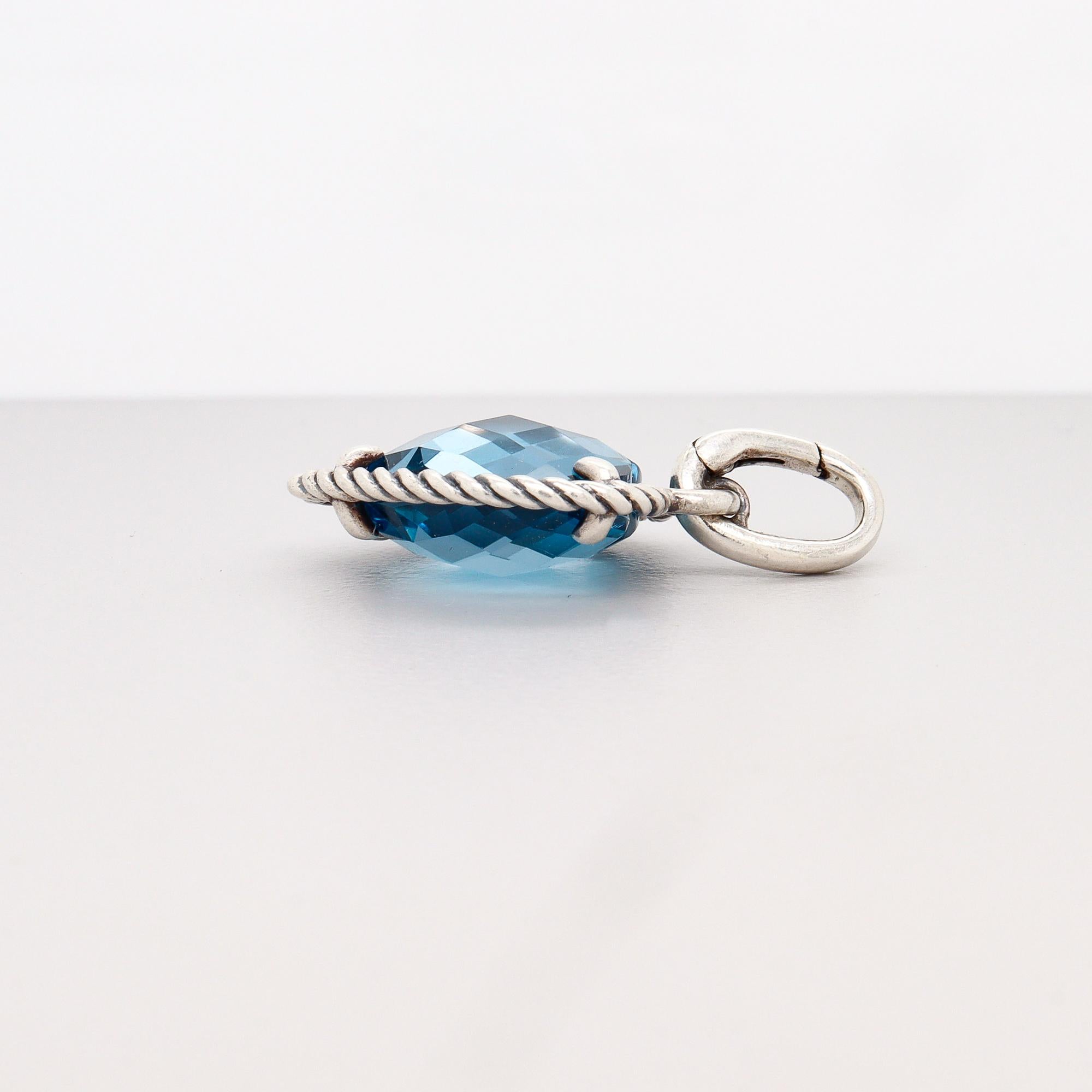 David Yurman Sterling Silber & Londoner Blautopas Figuraler Herz-Anhänger im Angebot 5