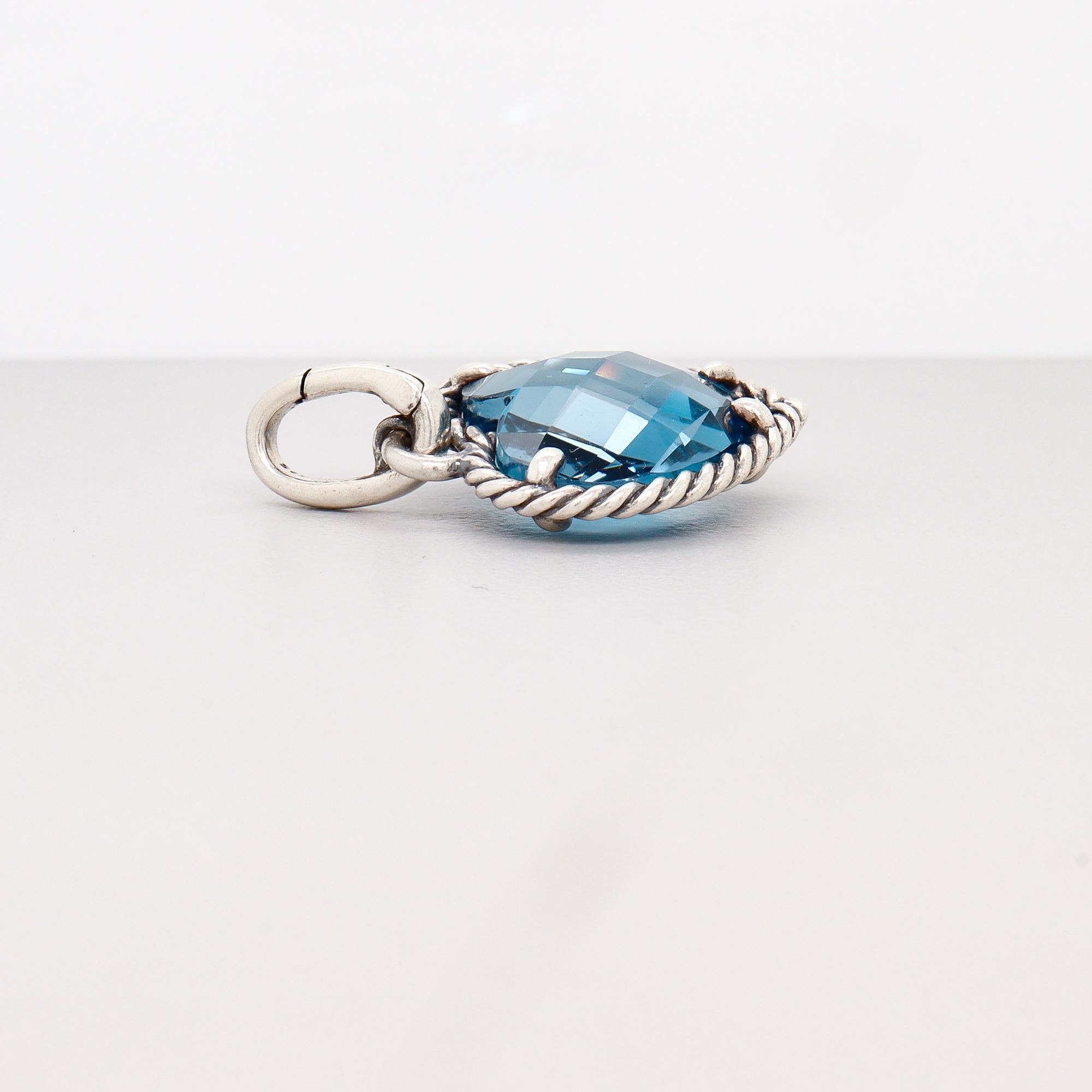 David Yurman Sterling Silber & Londoner Blautopas Figuraler Herz-Anhänger im Angebot 7