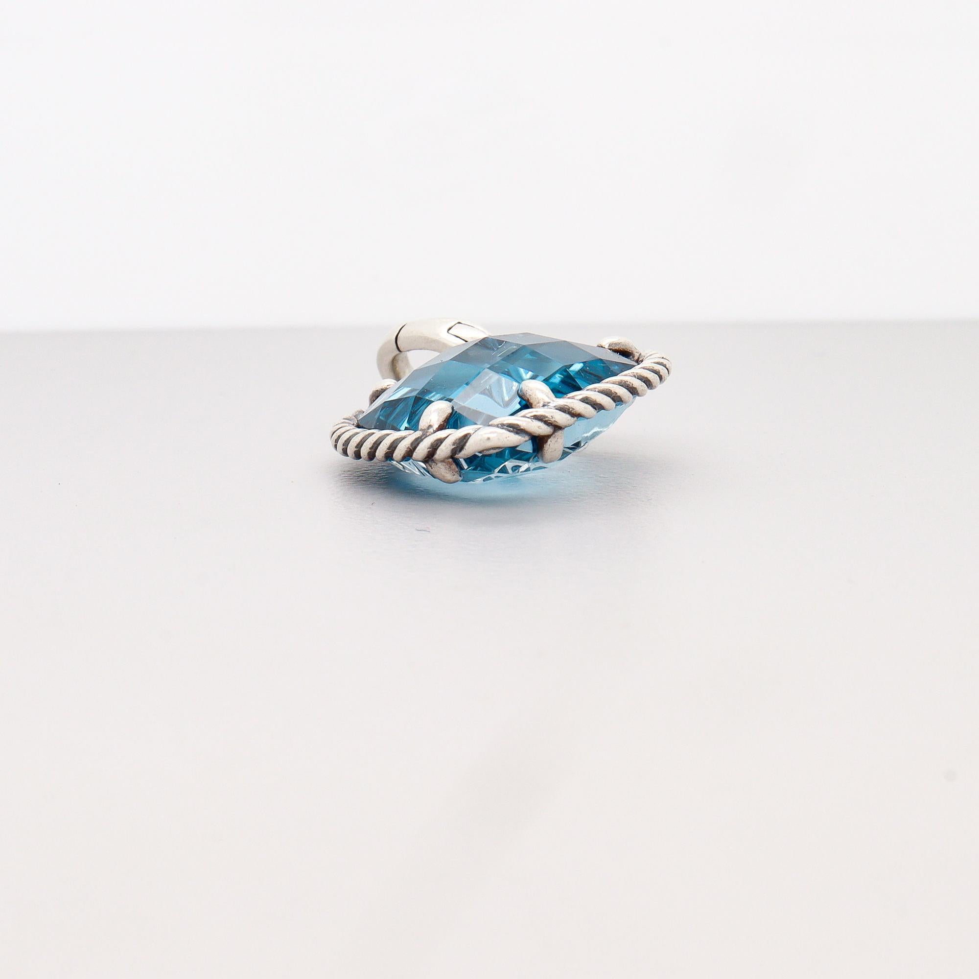 David Yurman Sterling Silber & Londoner Blautopas Figuraler Herz-Anhänger im Angebot 8