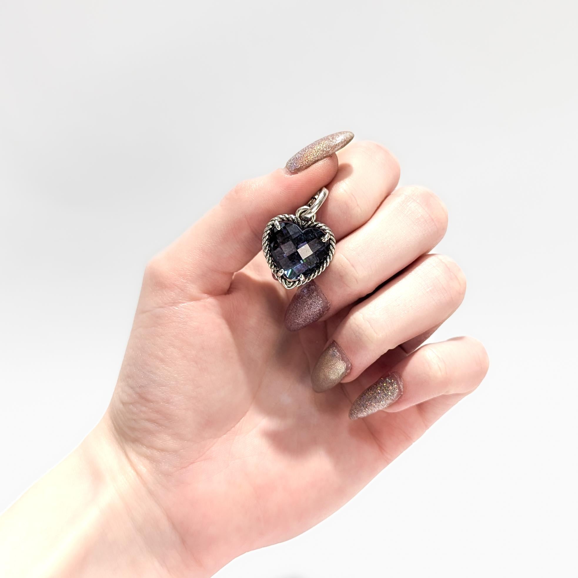 David Yurman Sterling Silber & Londoner Blautopas Figuraler Herz-Anhänger (Moderne) im Angebot