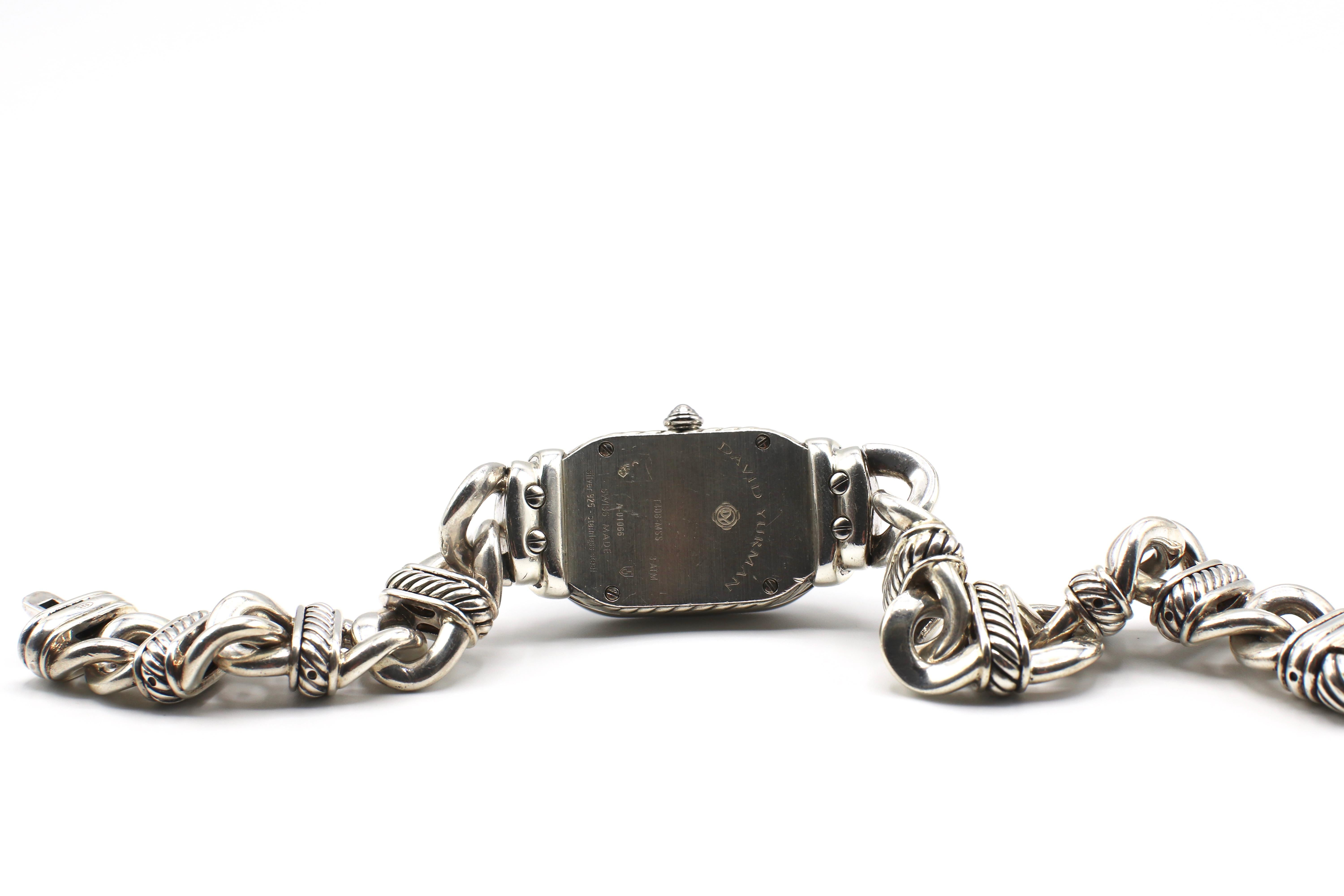 David Yurman Sterling Silver Madison Watch Mother of Pearl Dial, Diamond Accents In Good Condition In  Baltimore, MD